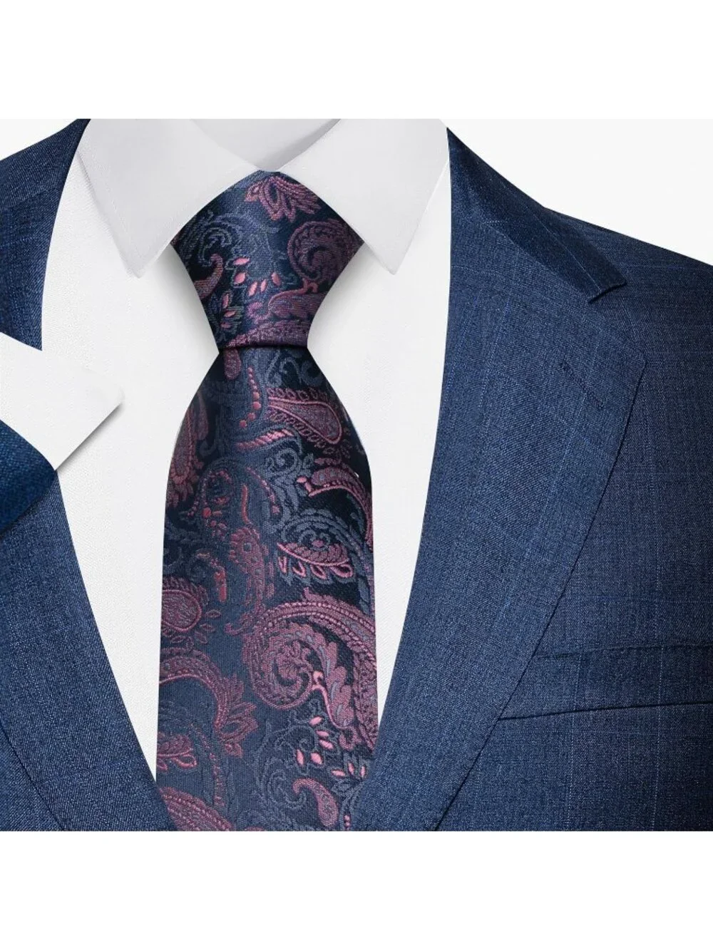 🆕Men's Gray & Pink 100%Microfiber Paisley Slim Formal Necktie For Wedding Dress